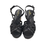 COLE HAAN STRAPPY WEDGE SHOES BLACK 6.5