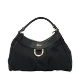 GUCCI Gg D-RING CANVAS HOBO LUXE HANDBAG BLACK