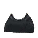 GUCCI Gg D-RING CANVAS HOBO LUXE HANDBAG BLACK