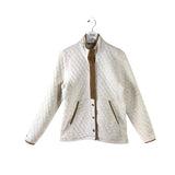 ORVIS RET $129 QUILTED SNAP JACKET WHITE BROWN SMALL