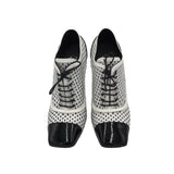 CHANEL MONOCHROME PERFORATED OXFORD PUMPS LUXE SHOES BLACK/WHITE 38
