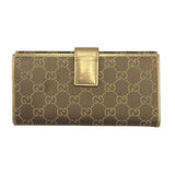 GUCCI CANVAS/LEATHER FLAP BOW LUXE WALLET GOLD