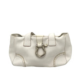 BURBERRY LEATHER EQUESTRIAN LUXE HANDBAG WHITE