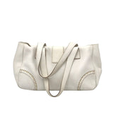 BURBERRY LEATHER EQUESTRIAN LUXE HANDBAG WHITE