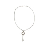 TIFFANY & CO TREFOIL KEY PENDANT & CHAIN LUXE JEWELRY 18K WHITE GOLD