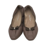 SALVATORE FERRAGAMO LEATHER BALLET FLATS DESIGNER SHOES TAUPE 10