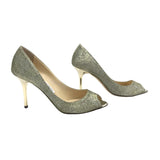 JIMMY CHOO "EVELYN" GLITTER FABRIC PUMPS LUXE SHOES GOLD 36.5