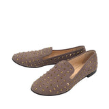 GIUSEPPE ZANOTTI STUDDED LOAFER DESIGNER SHOES GRAY GOLD 9