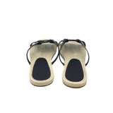 TORY BURCH LOGO FLAT SANDAL SHOES BLACK 8M
