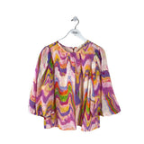 MARIE OLIVER RET. $268 BALLOON SLEEVE DESIGNER TOP PURPLE ORANGE MEDIUM