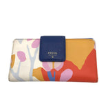 FOSSIL SNAP CLOSURE WALLET ORANGE NAVY