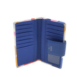 FOSSIL SNAP CLOSURE WALLET ORANGE NAVY