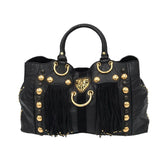 GUCCI FRINGE BABOUSKA HYSTERIA TOTE LUXE HANDBAG BLACK