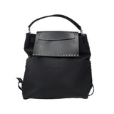 VALENTINO STUDDED LEATHER BACKPACK LUXE HANDBAG BLACK