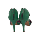 COLE HAAN LEATHER ZIP HEEL SHOES GREEN PURPLE 7B