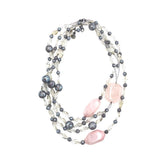 ARMANI COLLEZIONI BEADED LONG NECKACE LUXE JEWELRY GREY/PINK