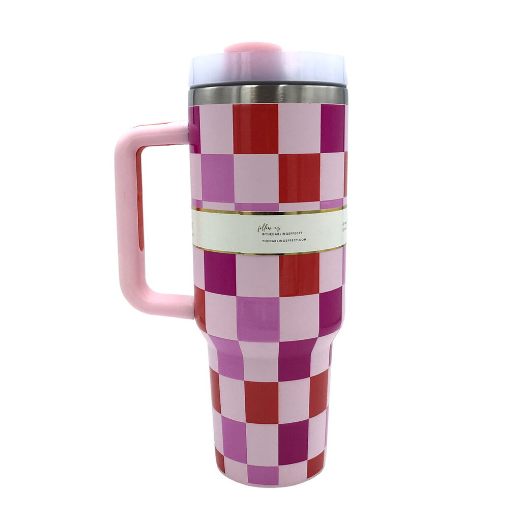 CHECK TUMBLER WOMEN'S ACCESSORIES FUCHSIA PINK 40 OZ