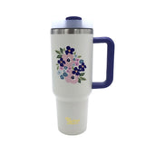 THE DARLING EFFECT FLORAL TUMBLER WOMEN'S ACCESSORIES CREAM PURPLE 40 OZ