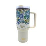 THE DARLING EFFECT FLORAL TUMBLER WOMEN'S ACCESSORIES CREAM BLUE 40 OZ