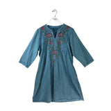3/4 SLEEVE DRESS TURQUOISE LARGE
