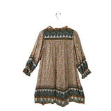 UMGEE FLORAL LONG SLEEVE DRESS MUSTARD WHITE MEDIUM