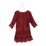 JOHNNY WAS RET $278 EMBRODIERED DESIGNER DRESS RED XSMALL