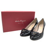 SALVATORE FERRAGAMO "CASSIDY" KITTEN HEEL DESIGNER SHOES BLACK 9B