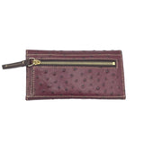 DOONEY & BOURKE OSTRICH TRIFOLD WALLET MAROON