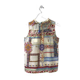 JOHNNY WAS NWT SILK SLEEVELESS DESIGNER TOP CREAM MULTI XSMALL