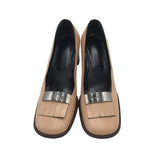 GUCCI LEATHER PUMPS METAL DECOR LUXE SHOES TAN 8.5