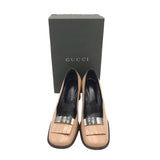 GUCCI LEATHER PUMPS METAL DECOR LUXE SHOES TAN 8.5