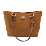 DOONEY & BOURKE RET $328 SMALL SUEDE TOTE HANDBAG BROWN RED