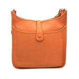 HERMES "EVELYNE" LEATHER LOGO LUXE HANDBAG ORANGE 11in x 12.5in