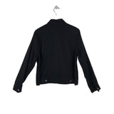 RACHEL ZOE ZIP LINEN BLEND BLAZER BLACK MEDIUM
