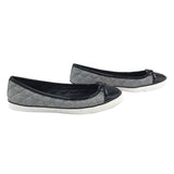 TORY BURCH QUILTED FLATS SHOES GREY BLACK 6.5M