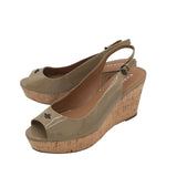 COACH PATENT CORK WEDGE SHOES TAN 11B