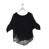 GIGI MODA SILK SHORT SLEEVE TOP BLACK LARGE