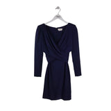 ALEXANDER McQUEEN RET $2300 WOOL MIDI LUXE DRESS NAVY 40