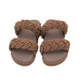 VALENTINO ROCKSTUD ROPE SLIDE ESPADRILLE LUXE SHOES TAUPE 38