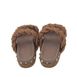 VALENTINO ROCKSTUD ROPE SLIDE ESPADRILLE LUXE SHOES TAUPE 38