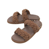 VALENTINO ROCKSTUD ROPE SLIDE ESPADRILLE LUXE SHOES TAUPE 38