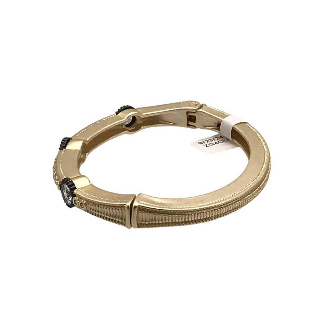 CZ BANGLE WITH ROUND CZ BRACELET BRUSHED GOLD BLACK