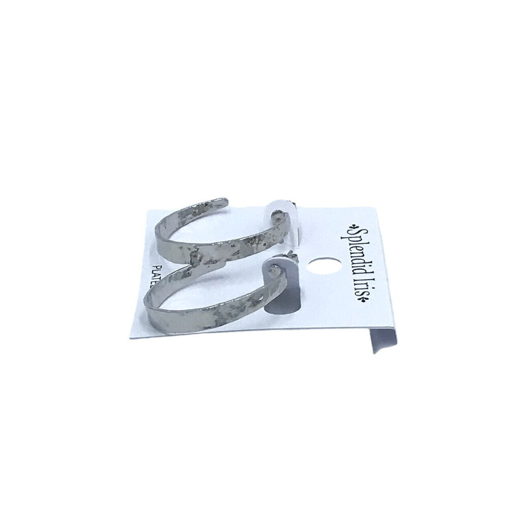 SPLENDID IRIS HAMMERED HOOPS EARRINGS SILVER PLATED