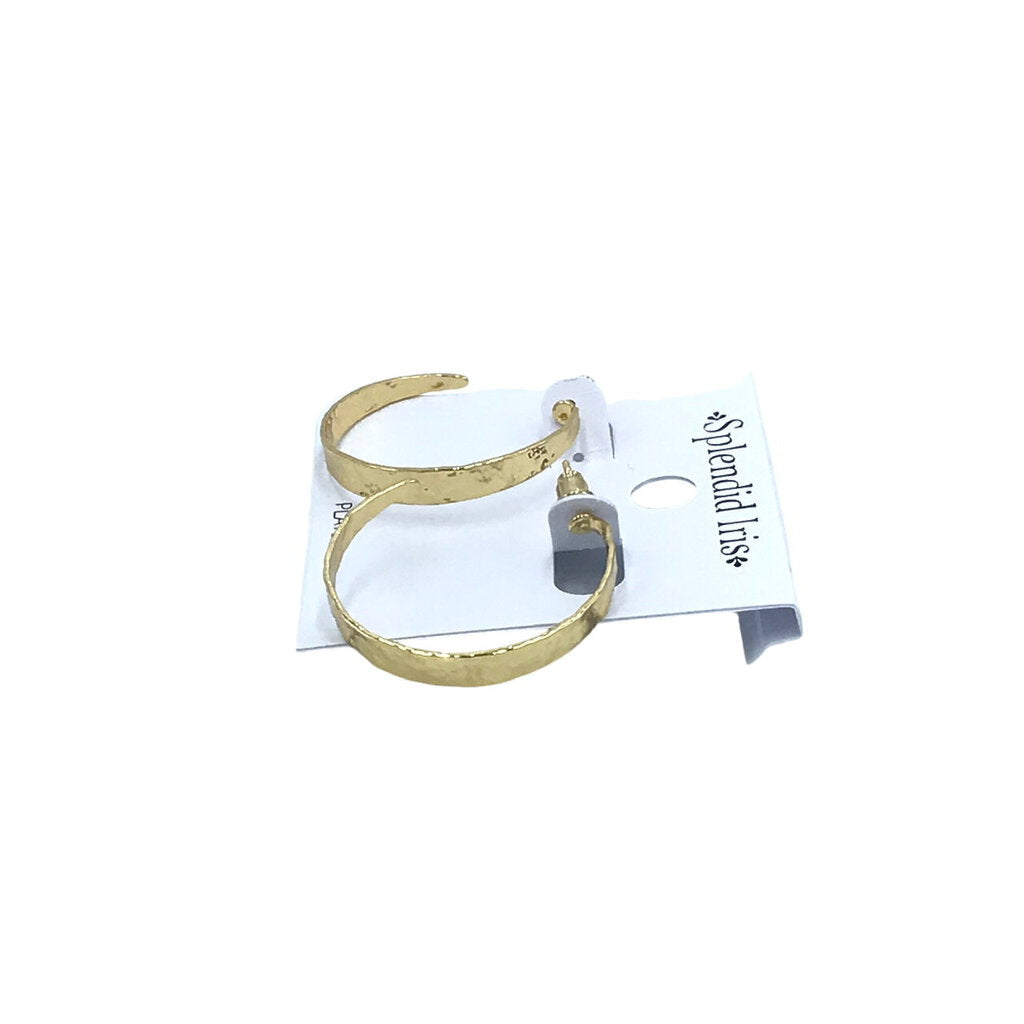 SPLENDID IRIS HAMMERED HOOPS EARRINGS GOLD PLATED