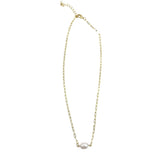 SPLENDID IRIS PAPERCLIP PEARL NECKLACE GOLD PLATED