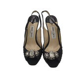 JIMMY CHOO STILETTO RHINESTONE SHOES BLACK 36