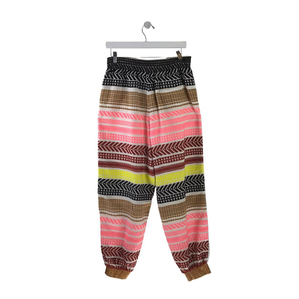 ALICE + OLIVIA SMOCKED WAIST JOGGER DESIGNER PANT PINK YELLOW MEDIUM