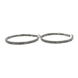 ROUND CZ EMBEDDED HOOPS EARRINGS SILVER LARGE