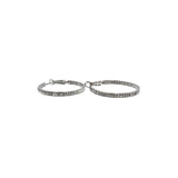 ROUND CZ EMBEDDED HOOPS EARRINGS SILVER MEDIUM