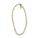 TEXTURED CHAIN FLOWER PEARL NECKLACE MATTE GOLD